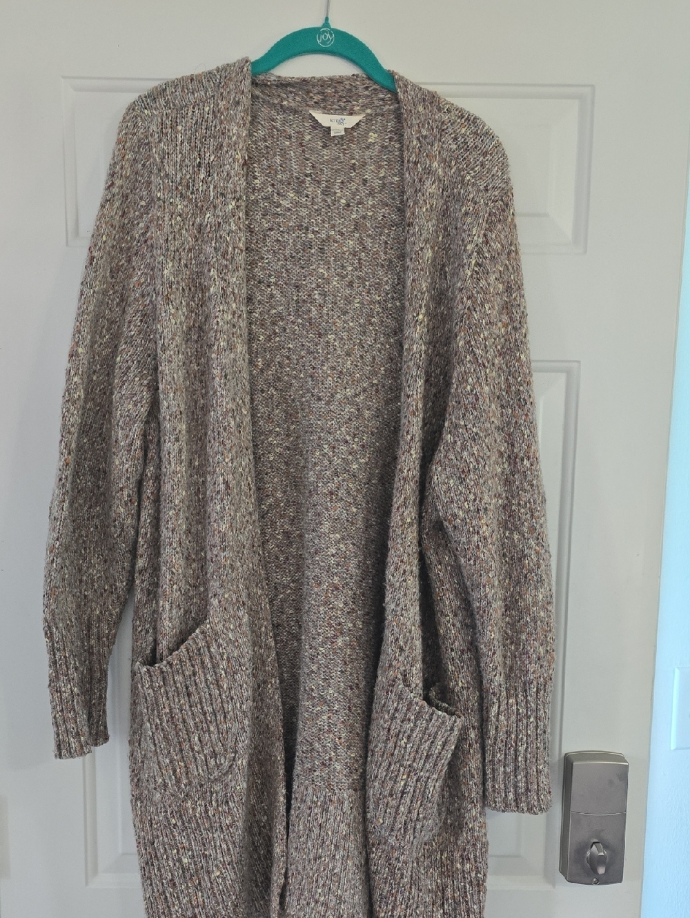 Terra & Sky Marled Taupe Open-Front Knit Cardigan